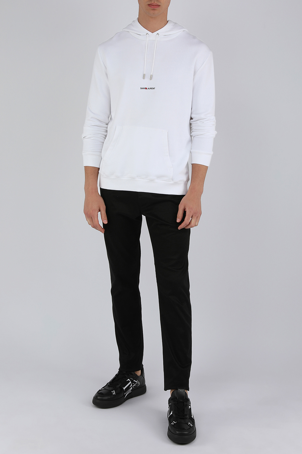 Saint Laurent Logo Hoodie in White